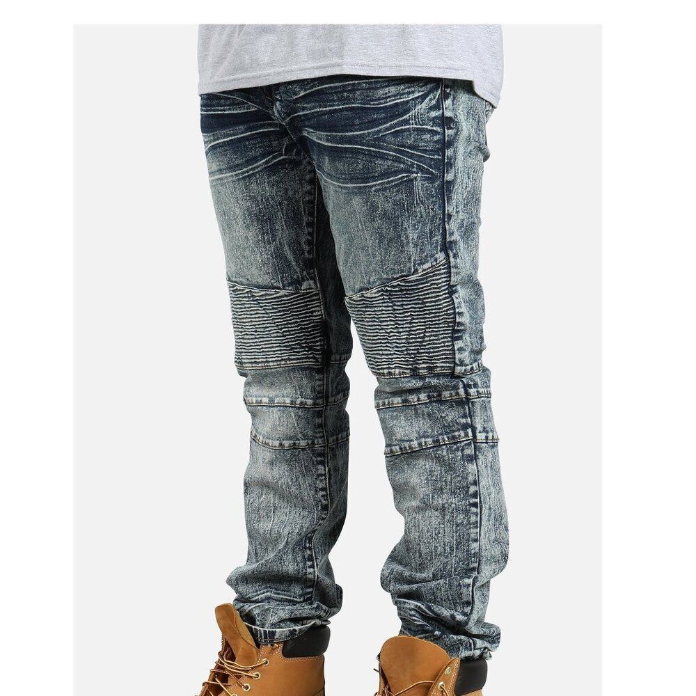 Road Narrows Moto Jeans Size 40 Stretch Acid Wash Distressed Denim